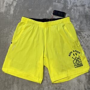 Roark Run Amok x Public Lands Bommer 7” Shorts Men’s Small Citron Yellow